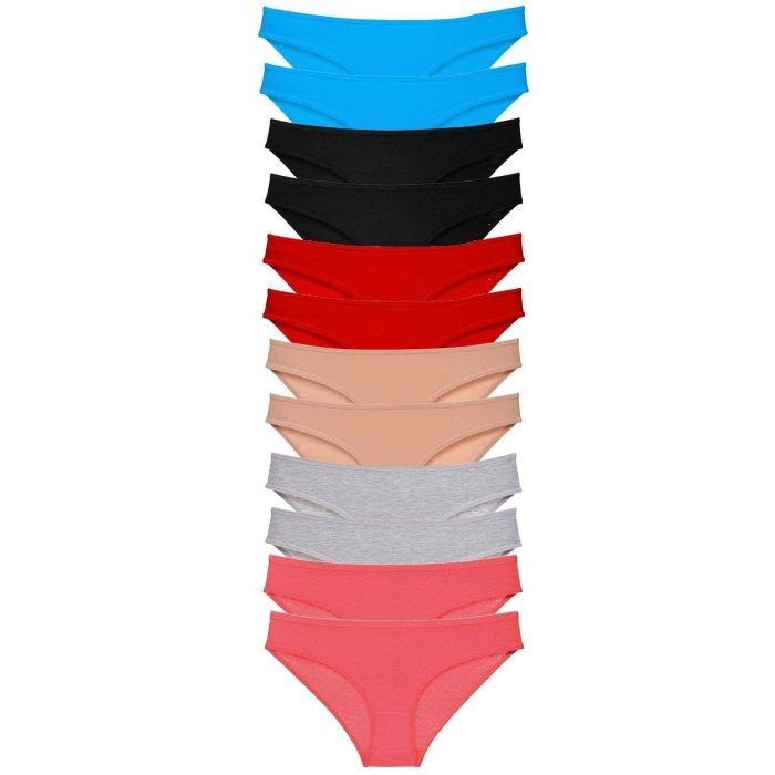 12 Adet Eko Set Likralı Kadın Slip Külot Çok Renkli 3