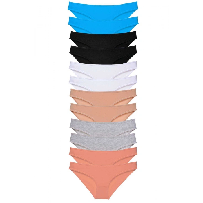 12 Adet Eko Set Likralı Kadın Slip Külot Çok Renkli 4