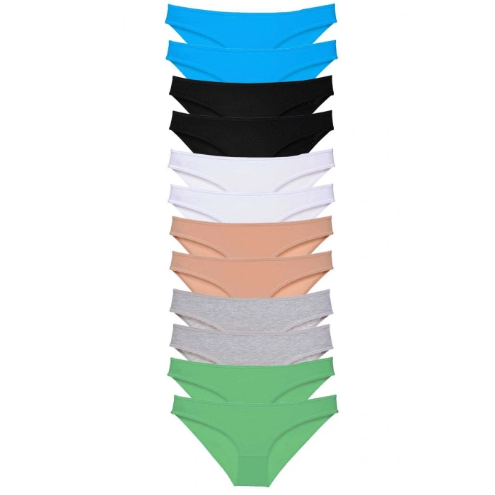 12 Adet Eko Set Likralı Kadın Slip Külot Çok Renkli 5