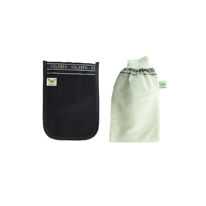 2 Adet Kalın Siyah Ve Beyaz Hamam Kesesi 25x17 Cm