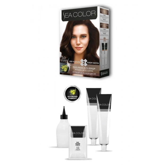 2x2 Tüp Krem Saç Boyası Seti Açık Kahve No:5.0