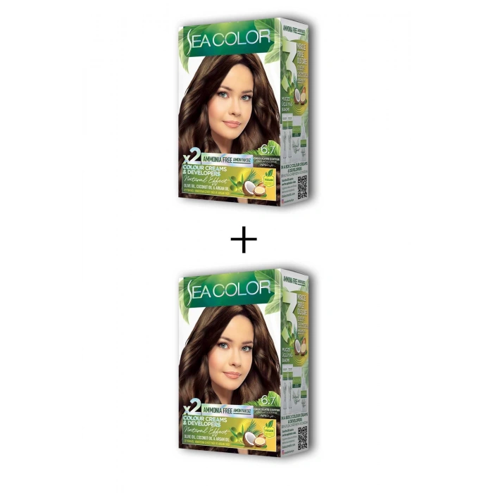 2x2 Tüp Krem Saç Boyası Seti Çikolata Kahve No:6.7