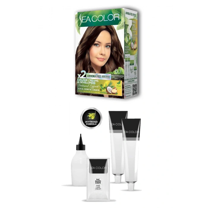 2x2 Tüp Krem Saç Boyası Seti Çikolata Kahve No:6.7