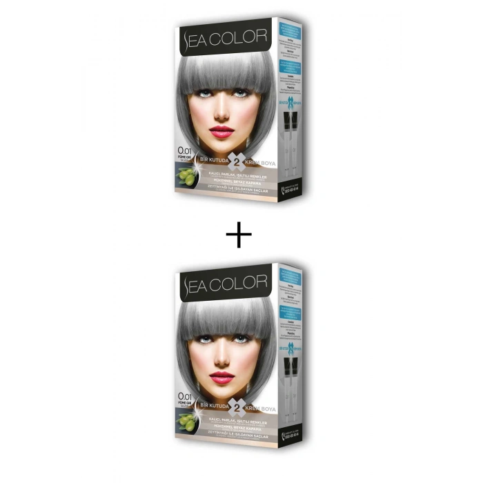 2x2 Tüp Krem Saç Boyası Seti Füme Gri No:0.01