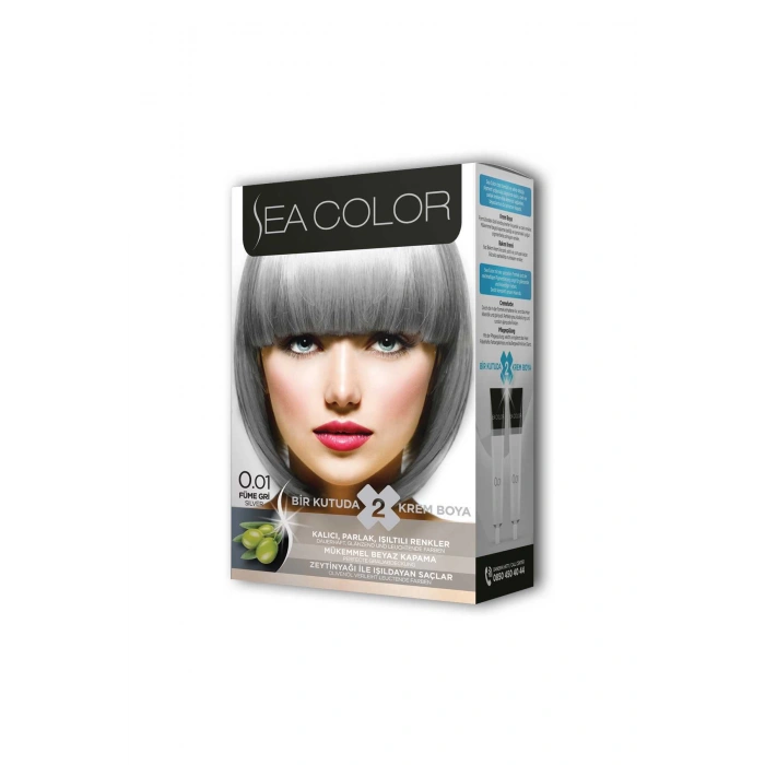 2x2 Tüp Krem Saç Boyası Seti Füme Gri No:0.01
