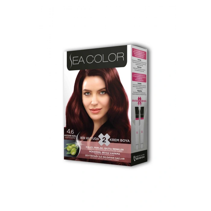 2x2 Tüp Krem Saç Boyası Seti Kestane Kızılı No:4.6
