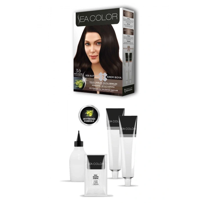 2x2 Tüp Krem Saç Boyası Seti Koyu Kahve No:3.0