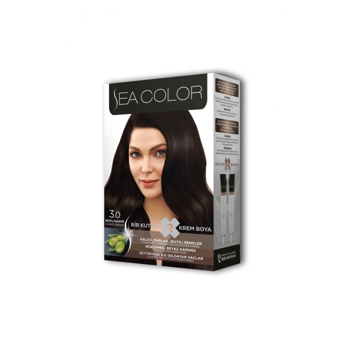 2x2 Tüp Krem Saç Boyası Seti Koyu Kahve No:3.0