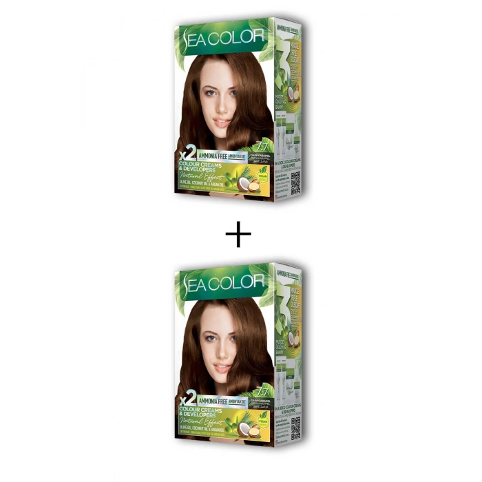 2x2 Tüp Krem Saç Boyası Seti Koyu Karamel No:7.7