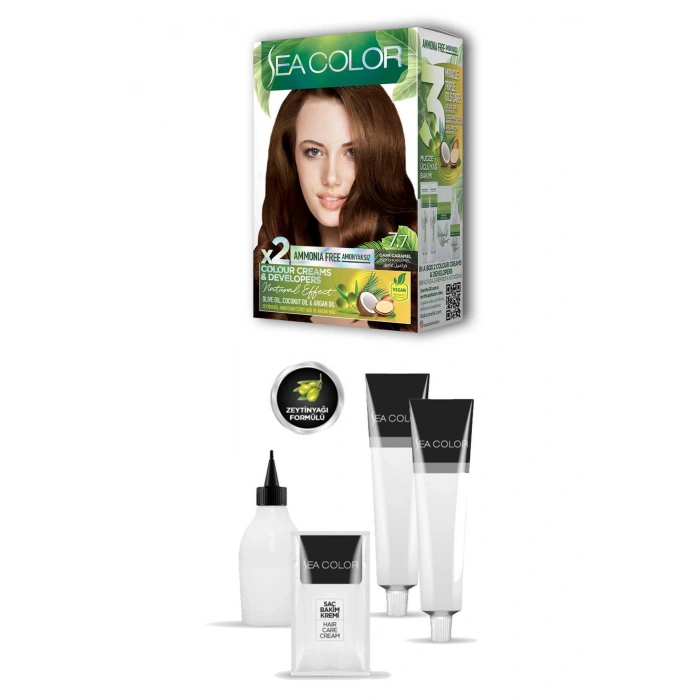 2x2 Tüp Krem Saç Boyası Seti Koyu Karamel No:7.7