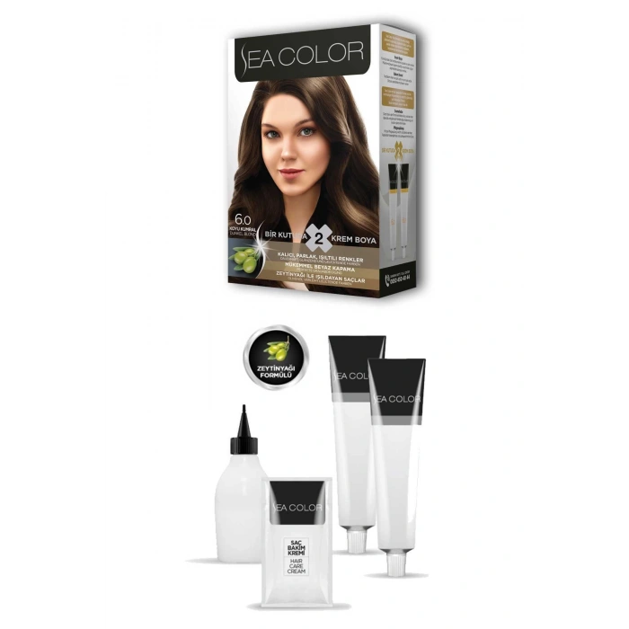 2x2 Tüp Krem Saç Boyası Seti Koyu Kumral No:6.0
