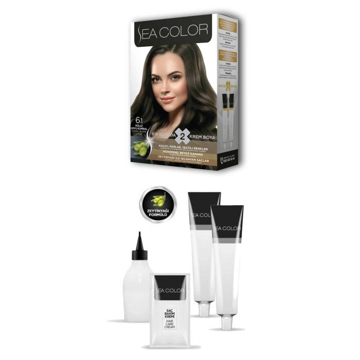 2x2 Tüp Krem Saç Boyası Seti Küllü Koyu Kumral No:6.1