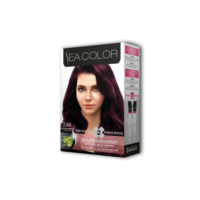 2x2 Tüp Krem Saç Boyası Seti Patlıcan Moru No:3.66