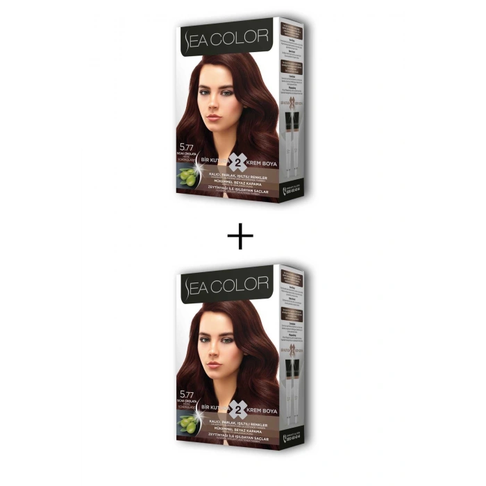 2x2 Tüp Krem Saç Boyası Seti Sıcak Çikolata No:5.77