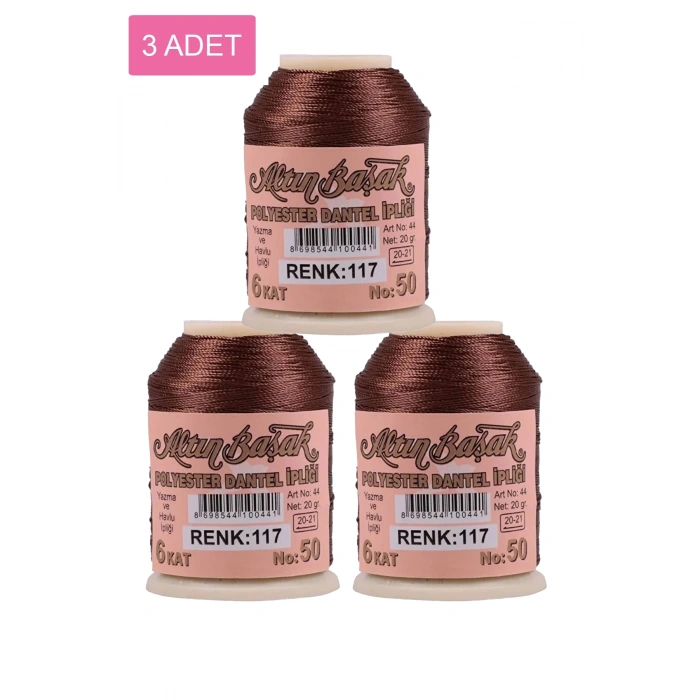 3 Adet Altınbaşak Oya Ve Dantel İpi 20 Gr - Royaleks - No: 117