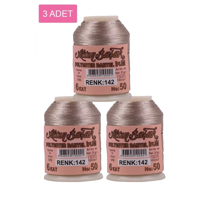 3 Adet Altınbaşak Oya Ve Dantel İpi 20 Gr - Royaleks - No: 142