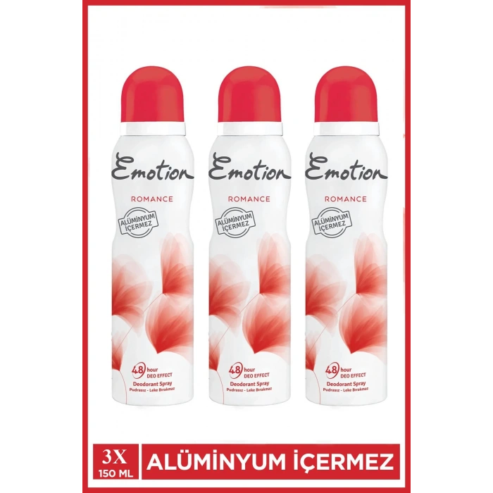 3 Adet Emotion Romance Kadın Vegan Deodorant 150 Ml Hızlı Kurur, Leke Bırakmaz