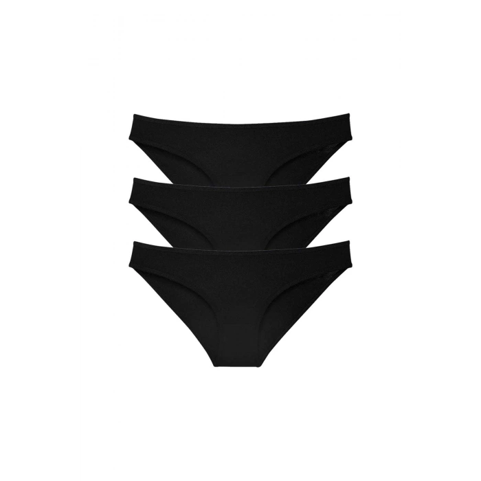 3 Adet Süper Eko Set Likralı Kadın Slip Külot Siyah