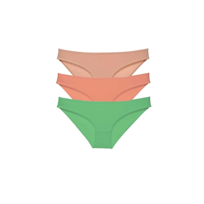 3 Adet Süper Eko Set Likralı Kadın Slip Külot Ten Pudra Yeşil
