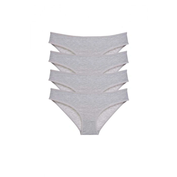 4 Adet Süper Eko Set Likralı Kadın Slip Külot Gri