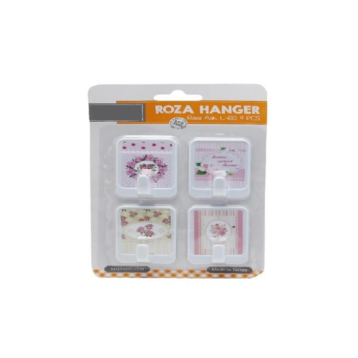 4 Lü Roza Yapışkanlı Askı 4,5x6cm
