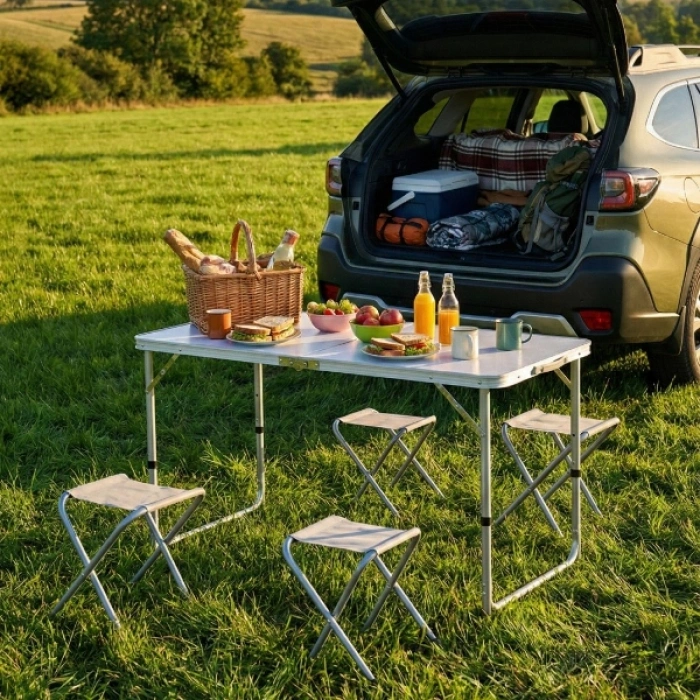 4 Sandalyeli Katlanabilir Masa Seti