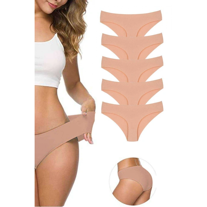 5 Adet Kadın Dikişsiz Lazer Kesim Esnek İz Yapmayan Külot Ten