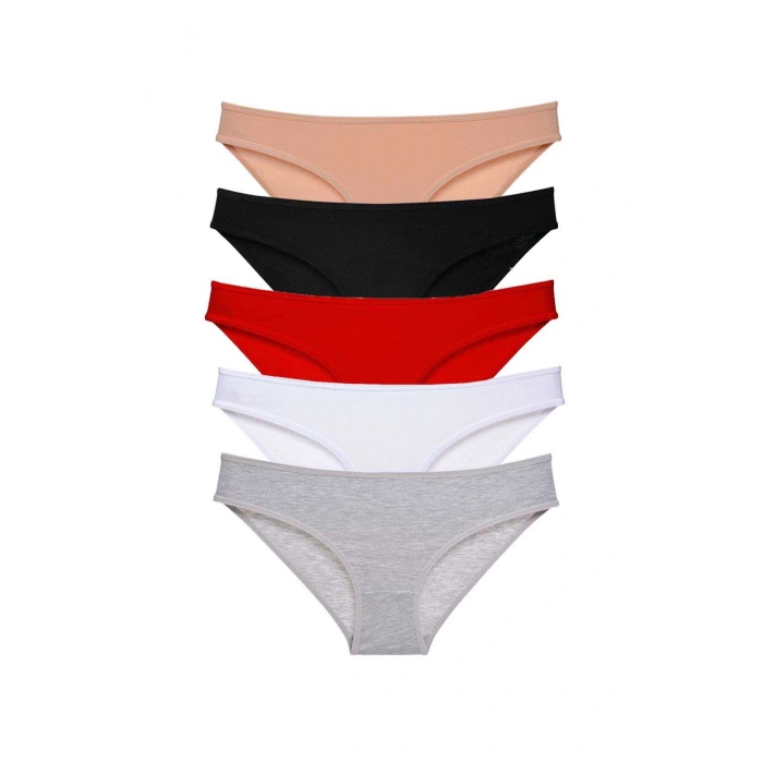 5 Adet Süper Eko Set Likralı Kadın Slip Külot Çok Renkli