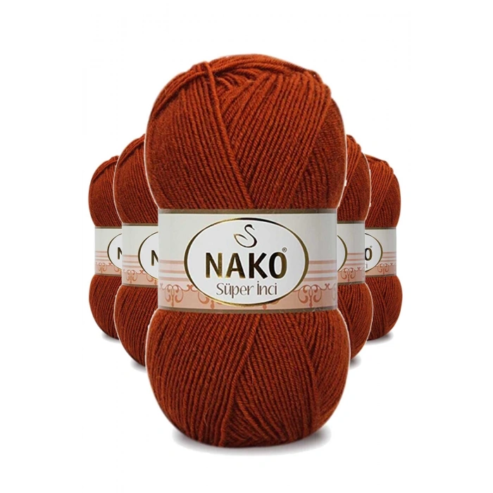 5 Adet Süper İnci El Örgü İpi 100 Gr Kiremit 6679