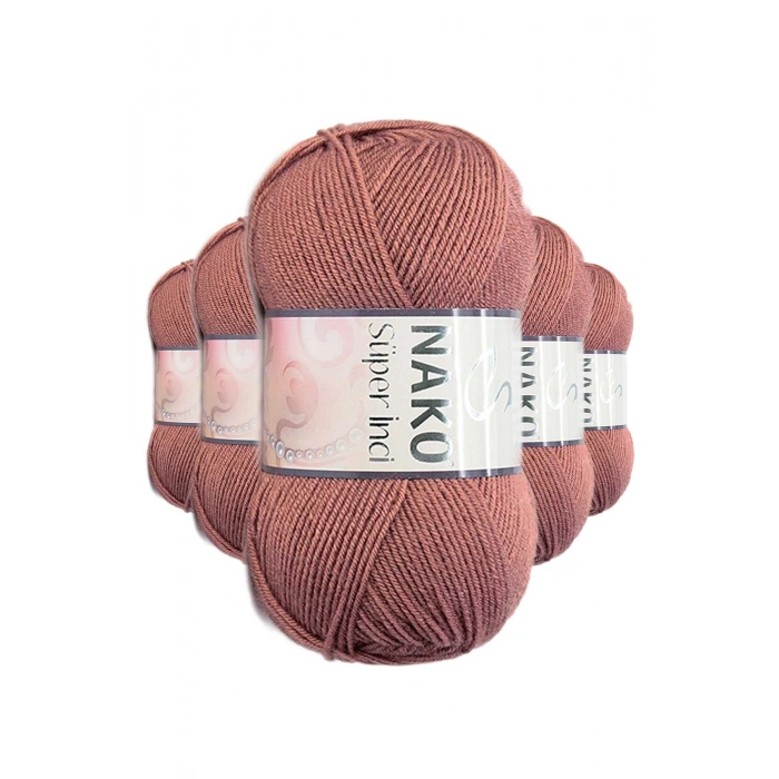 5 Adet Süper İnci El Örgü İpi 100 Gr Marsala Kırmızı 2248