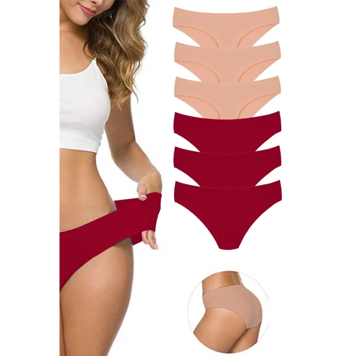 6 Adet Kadın Dikişsiz Lazer Kesim Esnek İz Yapmayan Külot S7