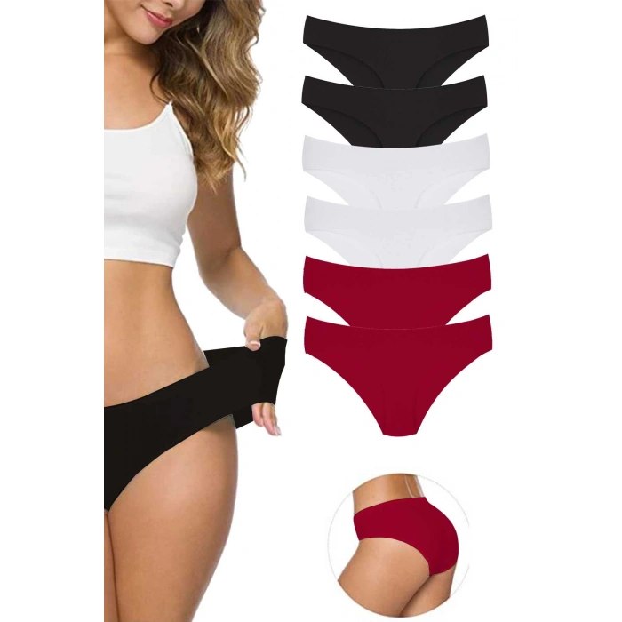 6 Adet Kadın Dikişsiz Lazer Kesim Esnek İz Yapmayan Külot S8