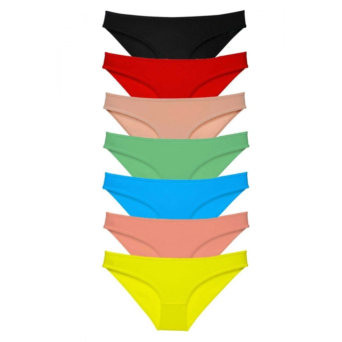 7 Adet Süper Eko Set Likralı Kadın Slip Külot Çok Renkli