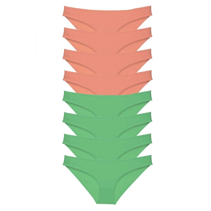 8 Adet Eko Set Likralı Kadın Slip Külot Pudra Yeşil