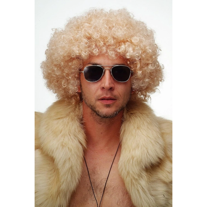 Altın Renk Kıvırcık Afro Parti Peruğu