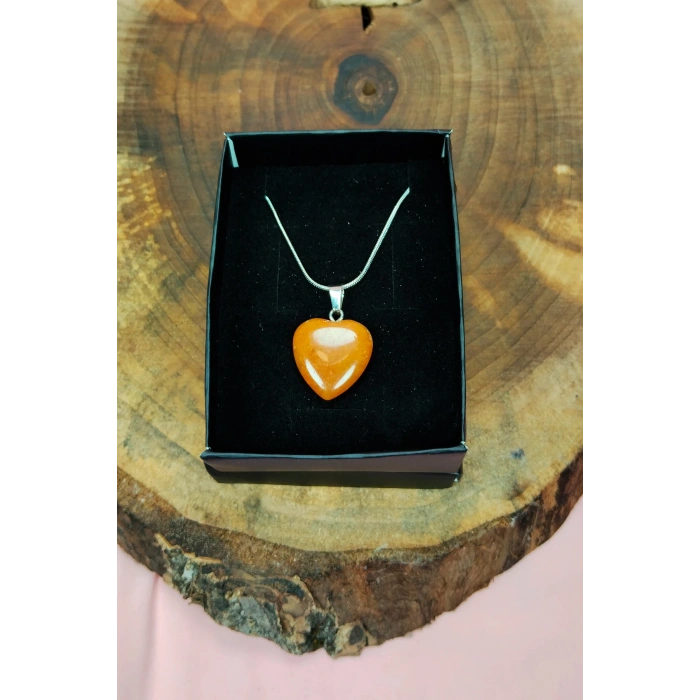 Aragonit Doğal Taşı Zincirli El Yapımı Kolye Uç: 2 Cm Zincir: 20 Cm Kutulu