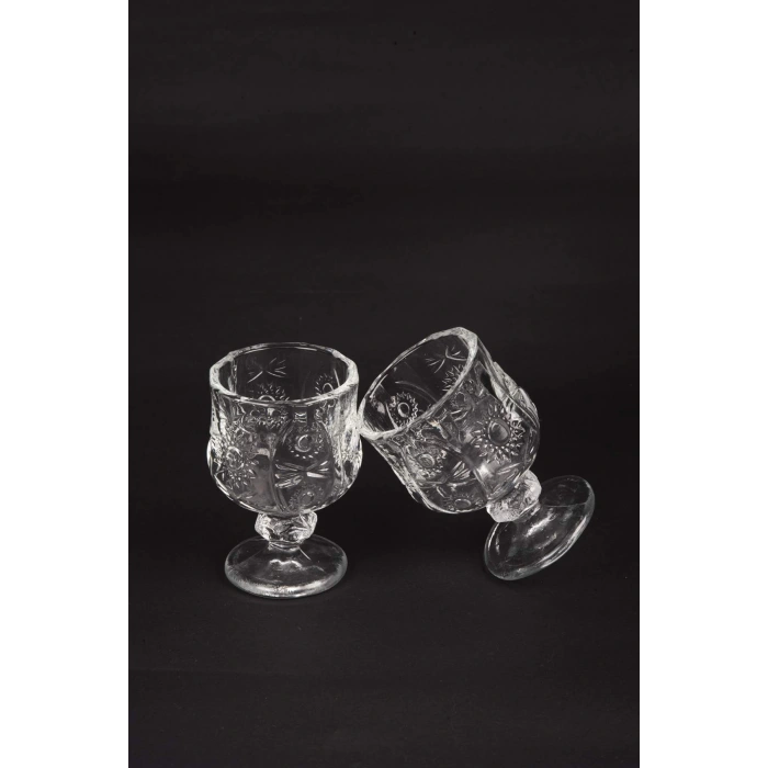 Ayaklı Kahve Yanı Bardağı Kristal Kesim Shot Bardak 7cm X 4 Cm 6 Lı Set