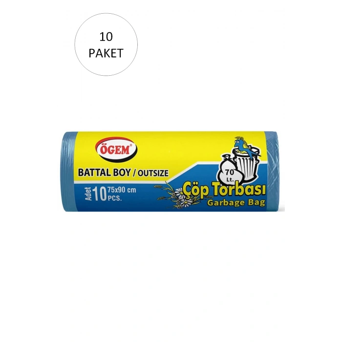 Battal Boy Çöp Torbası 75 X 90 Cm 10 Lu Rulo X 10 Paket = 100 Adet (mavi)