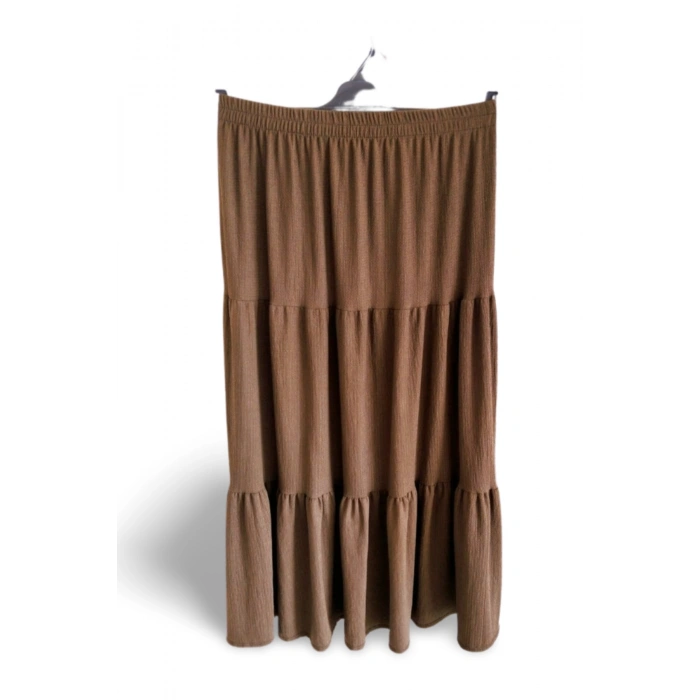 Beli Lastikli Bürümcek Kumaş Etek Anne Eteği Uzun Namaz Eteği Koyu Yeşil 44-52 Beden