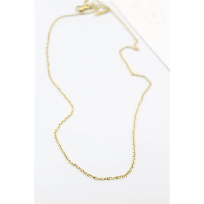 Çelik Zincir Kolye - 45 Cm - Altın