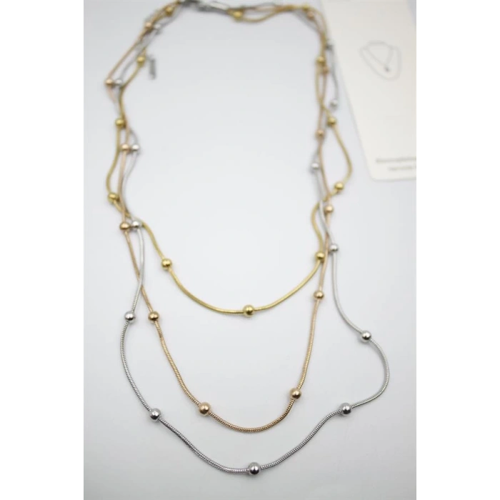 Çoklu Zincir Toplu Çelik Kolye - Çok Renkli