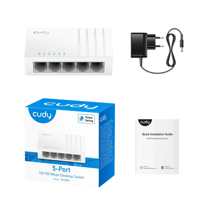 CUDY 5-Port 10/100 Mbps Metal Switch