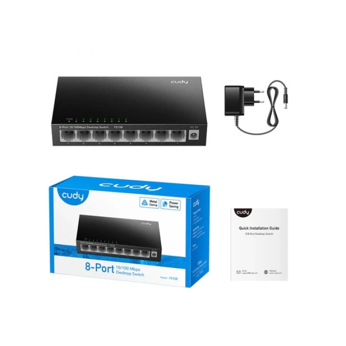 CUDY 8-Port 10/100 Mbps Metal Switch