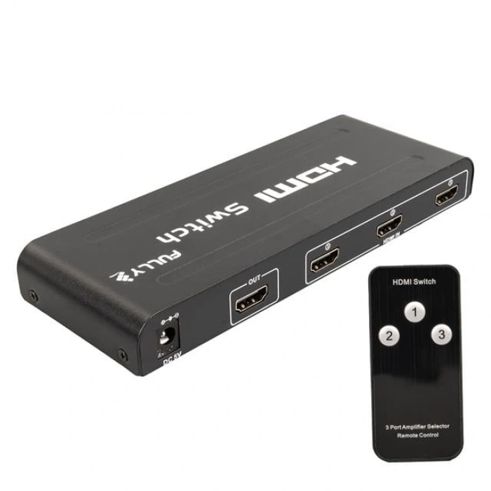 Fully G-538H 3 Giriş 1 Çıkış Hdmi Switcher Toplayıcı Metal Kasa Adaptörlü