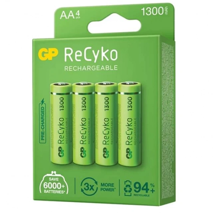 GP Recyko 1300mAh NI-MH R6 Şarjlı AA 4lü Kalem Pil