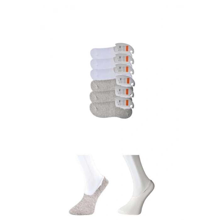 Gri Ve Beyaz Erkek Babet Çorap 6 Çift