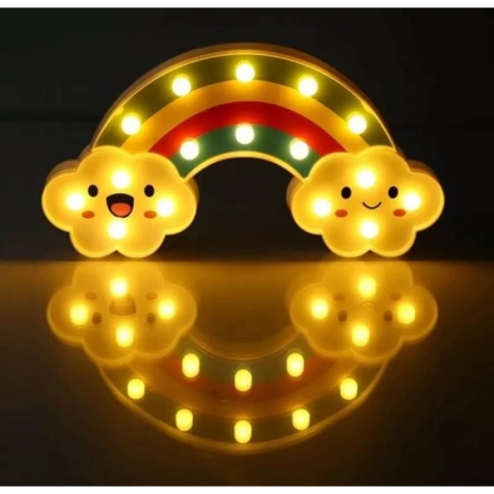 Gülen Bulutlu Gökkuşağı LED Gece Lambası