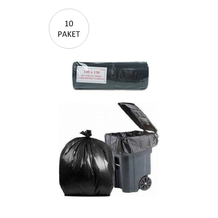 Hantal Boy Çöp Torbası 100 X 150 Cm 10 Lu Rulo X 10 Paket = 100 Adet (siyah)