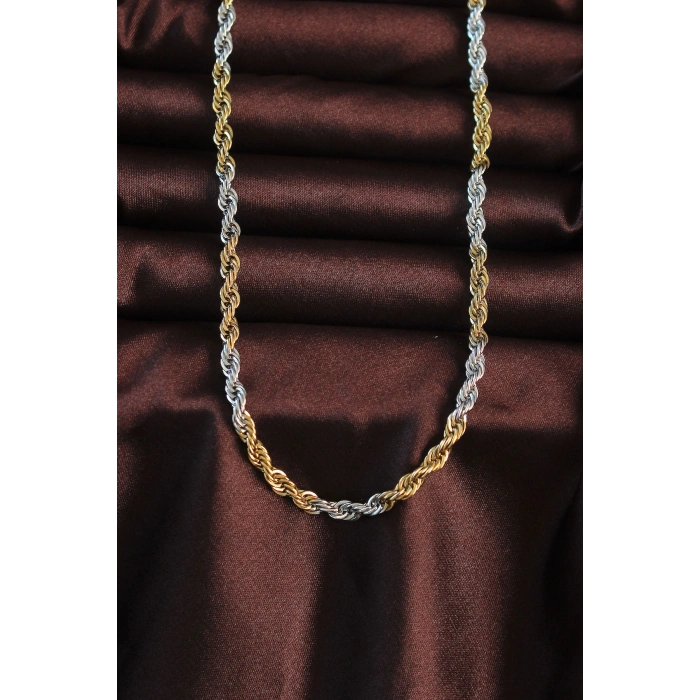 HarmonyAura 316L Çelik Çift Renk Burgu Tasarımlı Kolye