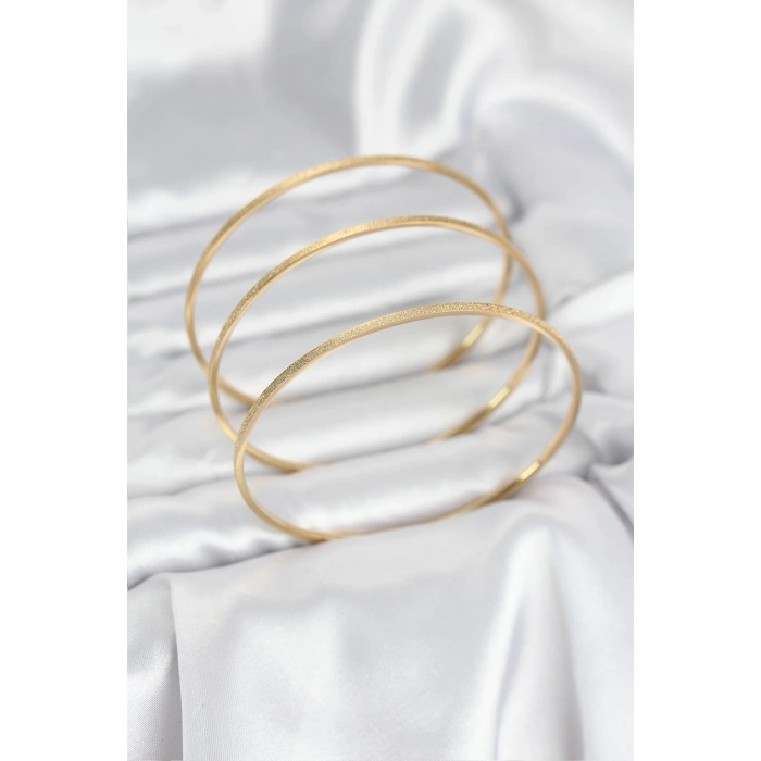 HarmonyAura 316L Çelik Gold Renk Simli Model Ajda 65 mm Kadın Bileklik